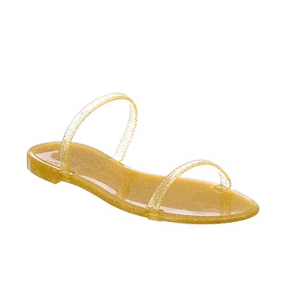 Stuart Weitzman Shoes - Stuart Weitzman Sawyer Jelly Glittering Gold Sandals